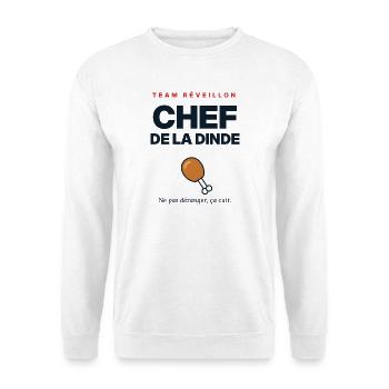 Turkey Chef – Lustiges Weihnachtsessen-T-Shirt - Unisex Pullover - Weiß - Vorne - Alina (178cm) & Michal (187cm)