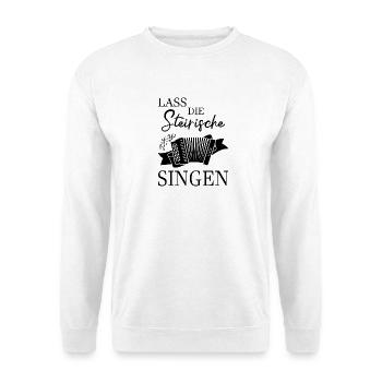 Ziehharmonika Lass Die Singen Steirische - Unisex Pullover - Weiß - Vorne - Alina (178cm) & Michal (187cm)