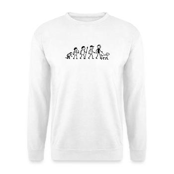  Evolution Hund, Hundeliebhaber, Hundebesitzer, - Unisex Pullover - Weiß - Vorne - Alina (178cm) & Michal (187cm)