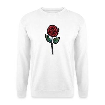 Karmesinrose Aquarell - Unisex Pullover - Weiß - Vorne - Alina (178cm) & Michal (187cm)
