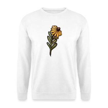 Sonnenbeschienenes gelbes Gänseblümchen-Aquarell - Unisex Pullover - Weiß - Vorne - Alina (178cm) & Michal (187cm)