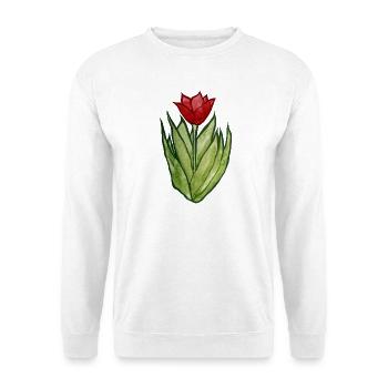 Tulpen-Aquarellblüte - Unisex Pullover - Weiß - Vorne - Alina (178cm) & Michal (187cm)