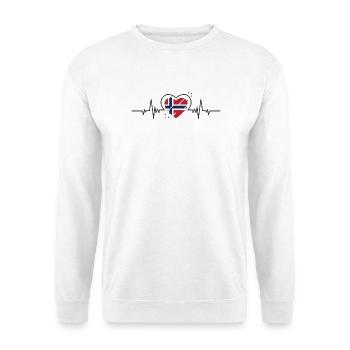 Norwegisches Herz mit Flagge - Unisex Pullover - Weiß - Vorne - Alina (178cm) & Michal (187cm)
