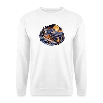 Winterwaldhütte am Mondsee - Unisex Pullover - Weiß - Vorne - Alina (178cm) & Michal (187cm)
