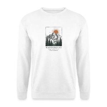 Wanderlust: Berge, Wald und Sonne - Unisex Pullover - Weiß - Vorne - Alina (178cm) & Michal (187cm)
