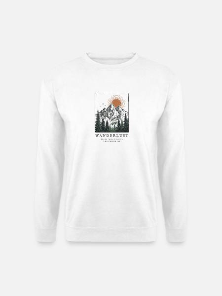 Wanderlust: Berge, Wald und Sonne - Unisex Pullover - Weiß
