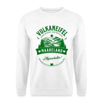 Vulkaneifel Ohne Zweifel Aus Der Eifel Maareland - Unisex Pullover - Weiß - Vorne - Alina (178cm) & Michal (187cm)