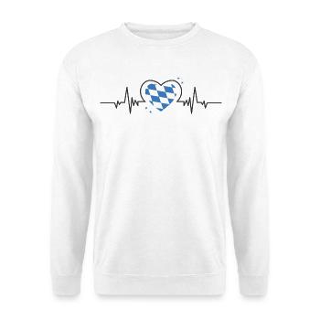 Bayern Herzschlag - Unisex Pullover - Weiß - Vorne - Alina (178cm) & Michal (187cm)