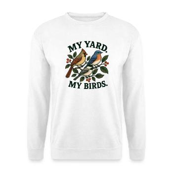 My Yard My Birds Garten Vögel Natur - Unisex Pullover - Weiß - Vorne - Alina (178cm) & Michal (187cm)