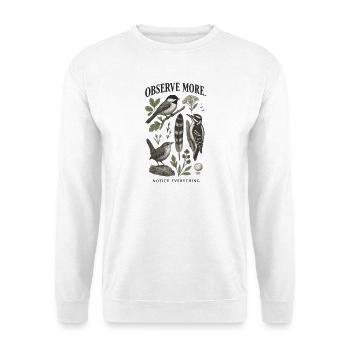 Observe More Notice Everything Garten - Unisex Pullover - Weiß - Vorne - Alina (178cm) & Michal (187cm)