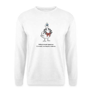 Christmas Goose trägt den Kranz-Beweis - Unisex Pullover - Weiß - Vorne - Alina (178cm) & Michal (187cm)