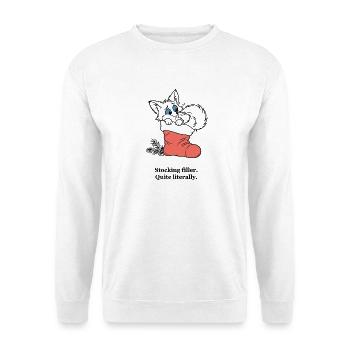 Christmas Fox versteckt sich in einem Strumpf - Unisex Pullover - Weiß - Vorne - Alina (178cm) & Michal (187cm)