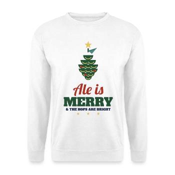 Ale Is Merry – Craft-Bier Weihnachtsshirt - Unisex Pullover - Weiß - Vorne - Alina (178cm) & Michal (187cm)