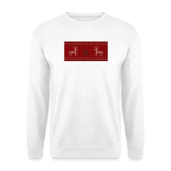 Rentier-Weihnachtsstrick Print - Unisex Pullover - Weiß - Vorne - Alina (178cm) & Michal (187cm)