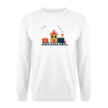 Lebkuchen-Express – Weihnachten auf Schienen - Unisex Pullover - Weiß - Vorne - Alina (178cm) & Michal (187cm)