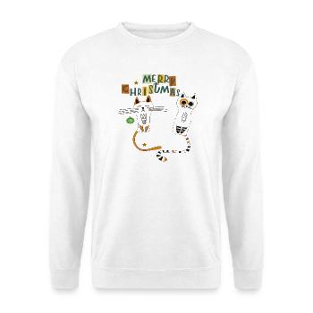Katzen im Weihnachtszauber - Unisex Pullover - Weiß - Vorne - Alina (178cm) & Michal (187cm)