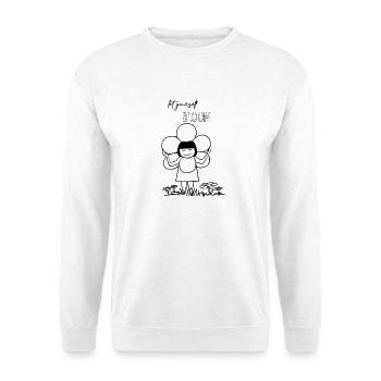 Let yourself BLOOM - Unisex Pullover - Weiß - Vorne - Alina (178cm) & Michal (187cm)
