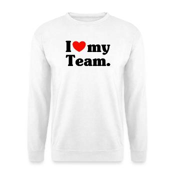 I love my Team - Unisex Pullover - Weiß - Vorne - Alina (178cm) & Michal (187cm)