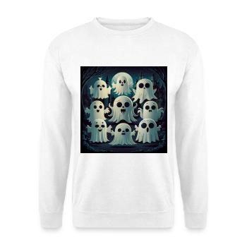Süßes Kawaii-geister-halloween-spukhaus - Unisex Pullover - Weiß - Vorne - Alina (178cm) & Michal (187cm)