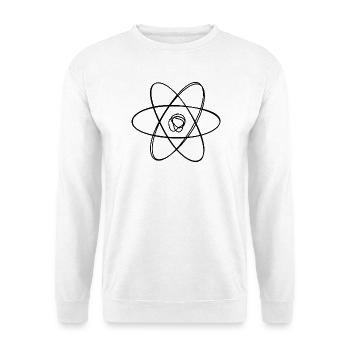 Atom handgezeichnet - Unisex Pullover - Weiß - Vorne - Alina (178cm) & Michal (187cm)