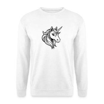 Einhorngesicht - Unisex Pullover - Weiß - Vorne - Alina (178cm) & Michal (187cm)