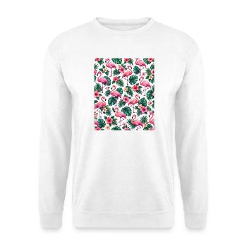 Niedlicher Flamingo Süße Flamingos - Unisex Pullover - Weiß - Vorne - Alina (178cm) & Michal (187cm)