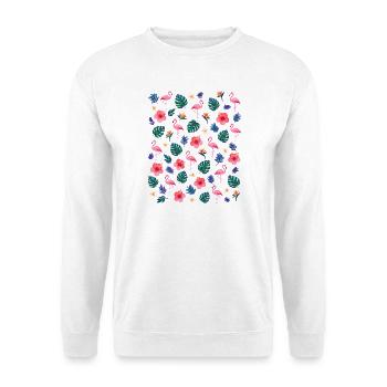 Niedlicher Flamingo Süße Flamingos - Unisex Pullover - Weiß - Vorne - Alina (178cm) & Michal (187cm)