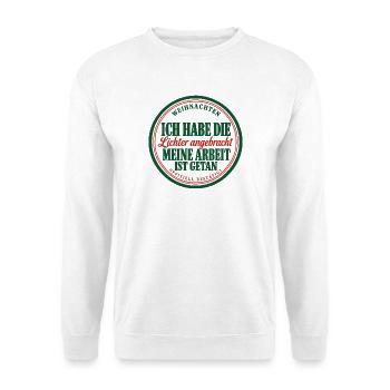 Papa Weihnachten Lichter – Lustiges Shirt - Unisex Pullover - Weiß - Vorne - Alina (178cm) & Michal (187cm)