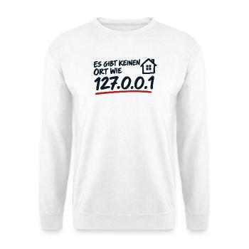 Es gibt keinen Ort wie 127.0.0.1 Localhost - Unisex Pullover - Weiß - Vorne - Alina (178cm) & Michal (187cm)