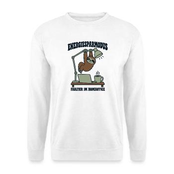 Energiesparmodus Faultier im Homeoffice - Unisex Pullover - Weiß - Vorne - Alina (178cm) & Michal (187cm)