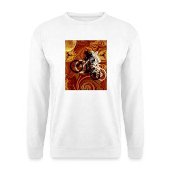 Psychedelisches Fahrrad Kaleidoskop - Unisex Pullover - Weiß - Vorne - Alina (178cm) & Michal (187cm)