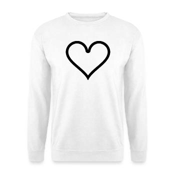 Herz Umriss - schlicht - Unisex Pullover - Weiß - Vorne - Alina (178cm) & Michal (187cm)