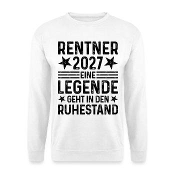 Rentner 2027 Eine Legende geht in den Ruhestand - Unisex Pullover - Weiß - Vorne - Alina (178cm) & Michal (187cm)