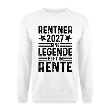 Rentner 2027 Eine Legende geht in Rente - Unisex Pullover - Weiß - Vorne - Alina (178cm) & Michal (187cm)