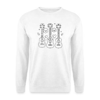 Lustige Ukulele - Unisex Pullover - Weiß - Vorne - Alina (178cm) & Michal (187cm)