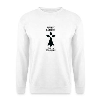 Lieber Tod als Entweihung Geschenk-T-Shirt... - Unisex Pullover - Weiß - Vorne - Alina (178cm) & Michal (187cm)