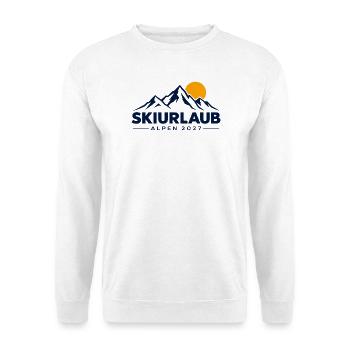 Skiurlaub Alpen 2027 – Skifahren Berge & Winterson - Unisex Pullover - Weiß - Vorne - Alina (178cm) & Michal (187cm)
