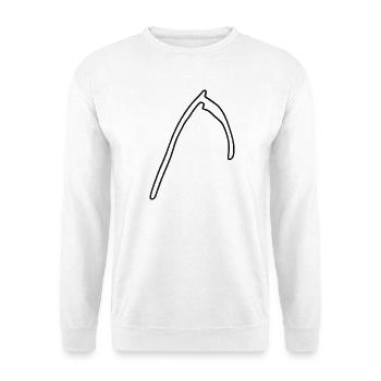 Sense – einfache schwarze Umrisszeichnung - Unisex Pullover - Weiß - Vorne - Alina (178cm) & Michal (187cm)