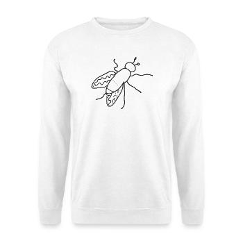 Fliege – einfache schwarz-weiße Insektenzeichnung - Unisex Pullover - Weiß - Vorne - Alina (178cm) & Michal (187cm)