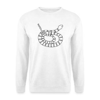 Schlange mit Zickzackmuster – schwarz-weißes Tiermotiv - Unisex Pullover - Weiß - Vorne - Alina (178cm) & Michal (187cm)