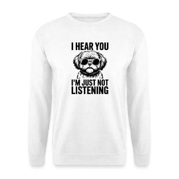 Shih Tzu Spruch Hunde Lustiges Shih Tzu Geschenk - Unisex Pullover - Weiß - Vorne - Alina (178cm) & Michal (187cm)