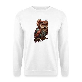 Steampunk Eule Steam Punk Eule Vogel Vintage - Unisex Pullover - Weiß - Vorne - Alina (178cm) & Michal (187cm)