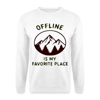 Offline ist mein Lieblingsort - Unisex Pullover - Weiß - Vorne - Alina (178cm) & Michal (187cm)