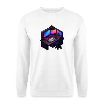 Gaming Desk Katze Tastatur Schläft Gamer Shirt - Unisex Pullover - Weiß - Vorne - Alina (178cm) & Michal (187cm)
