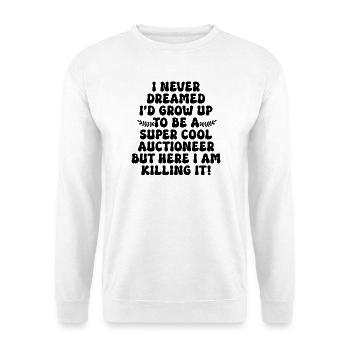 Auktion Auktionator Humor - Unisex Pullover - Weiß - Vorne - Alina (178cm) & Michal (187cm)