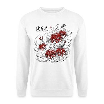 Japanische Black Red Lily - Unisex Pullover - Weiß - Vorne - Alina (178cm) & Michal (187cm)