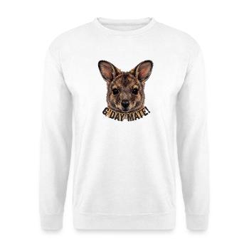 Känguru Gday Mate - Unisex Pullover - Weiß - Vorne - Alina (178cm) & Michal (187cm)