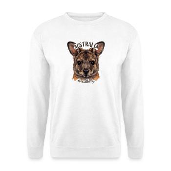 Australien ruft: Beuteltierportrait - Unisex Pullover - Weiß - Vorne - Alina (178cm) & Michal (187cm)