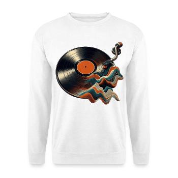 Vinyl Schallplatte - Unisex Pullover - Weiß - Vorne - Alina (178cm) & Michal (187cm)