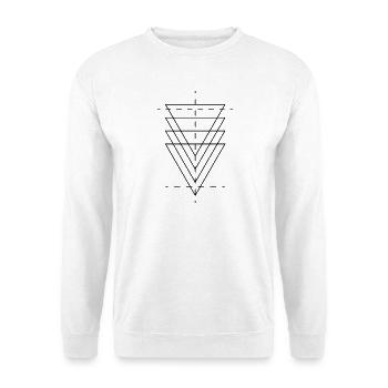 Geometrische Dreiecke - Unisex Pullover - Weiß - Vorne - Alina (178cm) & Michal (187cm)